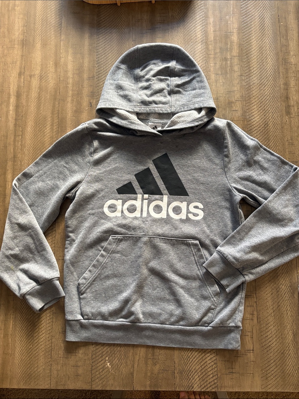 adidas Men's Heather Gray Zip-Up Logo Hoodie